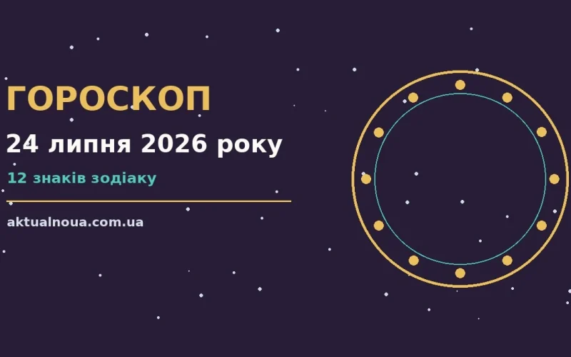 Космічний фон з символами знаків Зодіаку та планетами, що символізує гороскоп на 24 липня 2026 року