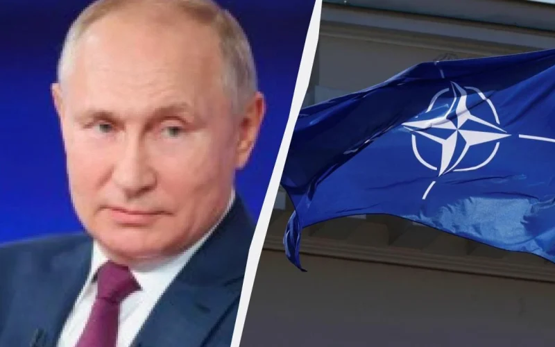 Володимир Путін і схематичне зображення східного флангу НАТО